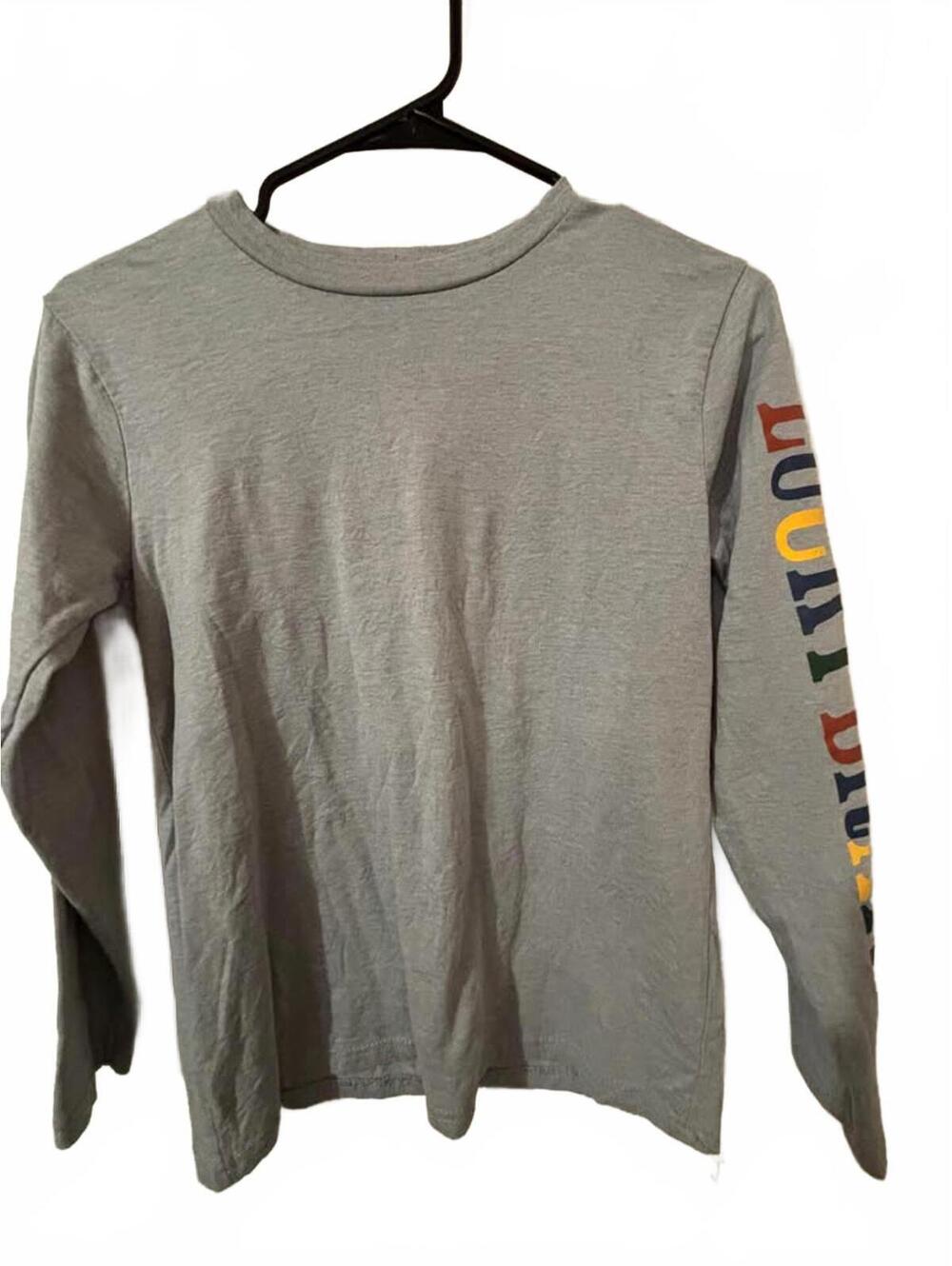 Lucky Brand Long Sleeve Gray T-Shirt with Colorful Sleeve Print